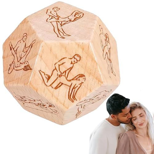 12-Sided Date Night Decision Dice for Couples, Wooden Dating Fun Dice for Romantic Anniversary Wedding & Valentine's Day Gifts