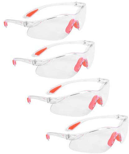 Healeved 4piezas Gafas De Seguridad Protectoras Transparentes Lentes Antiarañazos y Protección Uv Para Hombres y Mujeres Trabajos De Construcción