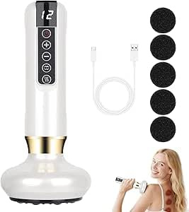 Mineup Cellulite-Massagegerät, 12 Gängen Schröpfgerät Zur Reinigung Der Meridiane, Verstellbares Handmassagegerät Für Körperfett, Anti Cellulite Massager Für Bauch, Taille, Arme, Beine, Gesäß(Weiß）