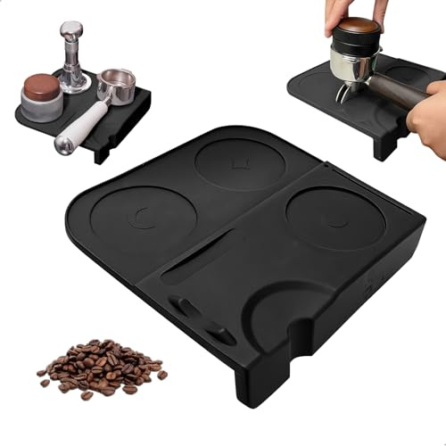 Tamping-matta, tampermatta med kantskydd, tampermatta halkfri av livsmedelssäker silikon, värmebeständig, diskmaskinssäker, tampermatta med 90° hörnform för portafilter, espressotillbehör