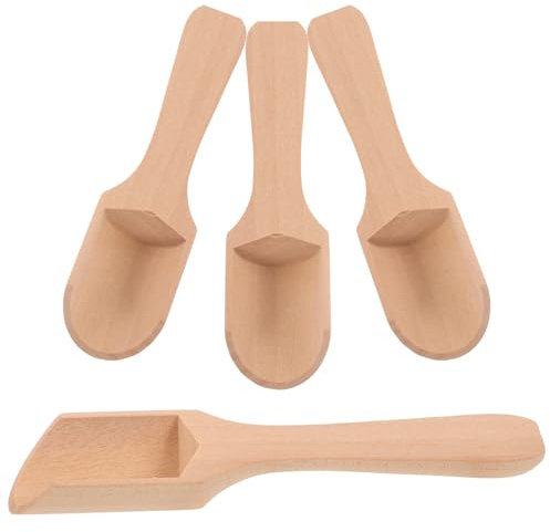 GETAJGHSD Cucchiai di Legno Piccoli 4 Pezzi per Condimenti e Zucchero Naturali Manici Piatti 2,7X11 CM per Cucina e Tè