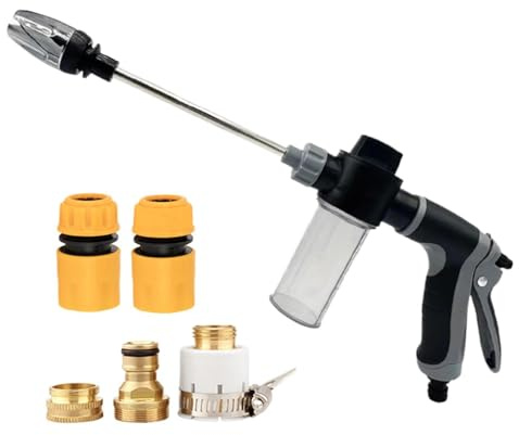 a presión portátil, pulverizador de agua de mano, a presión para detalles de coche, rotación de 360° para modos de pulverización (conector + tanque de espuma)