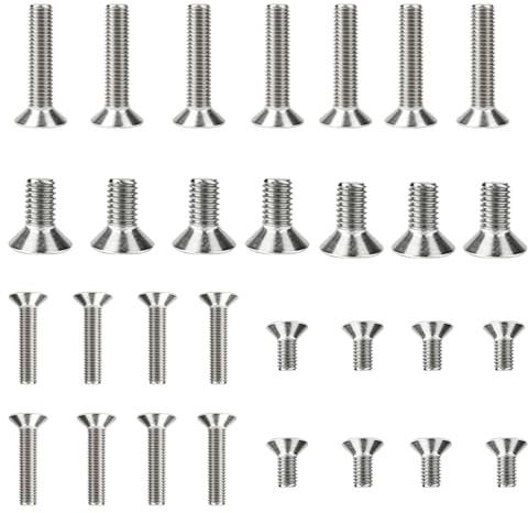Grub Screws for Door, UPVC Door & Window Repair Screw Kit, 30pcs M3, M4, M5 Flat Head Screw, Stainless Steel Small Screws for Furniture Faucet Light Fixture Home Repairs Fixtures Woodworking