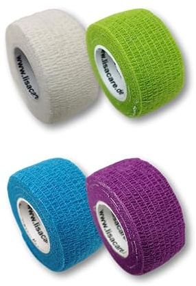 Lisa cuidado dedo suciedad grasa y repele la suciedad – -Elástico resistente al agua yeso – selección de colores – 4 rollos, 2,5 cm x 4,5 m