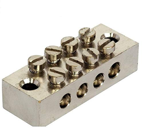 K M Electronics® 4 Way Earth Terminal Connection Block Solid Brass ELECTROPLATED Nickel Finish