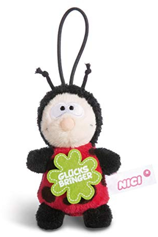 NICI Marienkäfer Glücksbringer 8cm mit Loop, Rot/Schwarz
