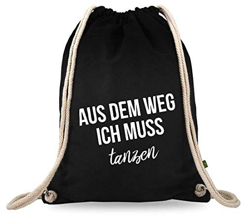 Turnbeutelliebe® Turnbeutel mit Spruch - Techno-Musik - Verschiedene Motive - Baumwolle schwarz - Sportbeutel - Rucksack - ca. 12 Liter - 37 x 46 cm