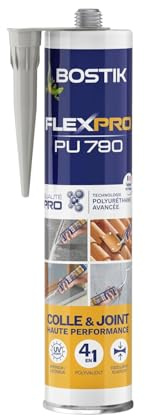 Bostik Colle Flexpro PU 790 Gris – Mastic Colle et Jointe Multi-Usages – Tous Matériaux – Intérieur/Extérieur et Milieux Humides – Formule Polyuréthane Haute Performance – 300 ml