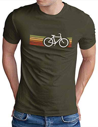 OM3® Retro cykel-t-shirt – herr – cyklist cykling S – 5XL, Oliv (vitt tryck), M