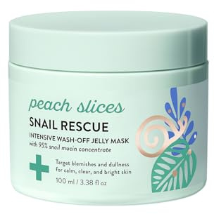 Peach Slices - Snail Rescue Intensive Wash-Off Jelly Mask (3.38 oz) - 95% Snail Mucin Concentrate - Gentle, Clear Skin - Cica, Birch Juice & Licorice - Clean & Cruelty Free - Korean Skin Care & Beauty