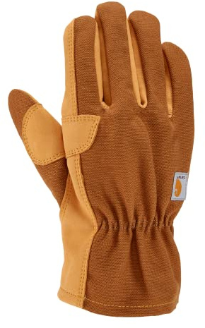 Carhartt Guante Abierto de Piel sintética y Pato Clima frío, marrón, L para Hombre