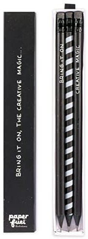 Paperfuel Vaessen Creative Pencil Set, 3 Pieces, for Drawing, Writing, Handlettering, Calligraphy and Sketching, Rubber, Black, One Size
