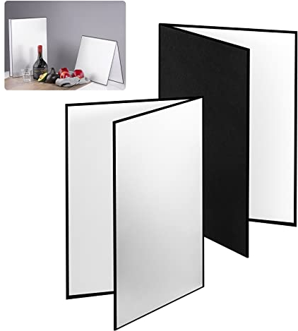 Selens Reflektor Cardboard 3-i-1, fotografi food bakgrund reflektor Cardboard 29,7 x 42 cm A3 vikbart ljus diffusor bräda 2 stycken för foto mat produkt fotografi fotografering silver/vit/svart