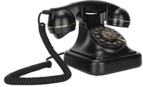 Teléfono Retro Vintage, Giratorio Fijo Para Escritorio con Cable - Decoración Para Oficina, Cafetería, Bar y Dormitorio