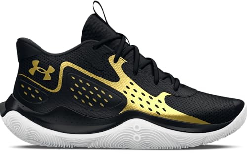 Under Armour UA Jet '23, Scarpa da Basket Unisex - Adulto, Black Metallic Gold Metallic Gold, 45 EU
