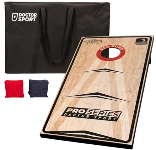 Cornhole Professional – 1 x tagliere – 120 x 60 cm – Ufficiali 15 x 15 cm – in borsa – Red Zone Original – Cornhole League 1883 (2 x tavole – 16 Bean Bags)
