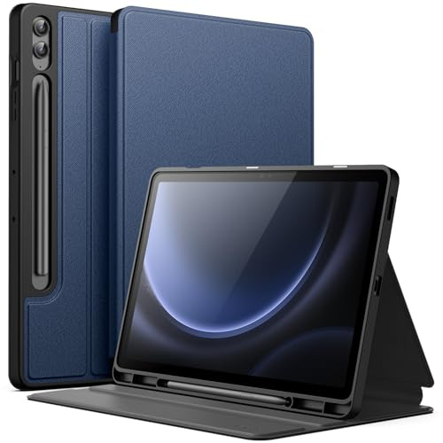 JETech Funda para Samsung Galaxy Tab S9 FE Plus, Azul Marino | Soporte Multiángulo, con S Pen Soporte, Carcasa Protectora Slim, Activación/Reposo Automático
