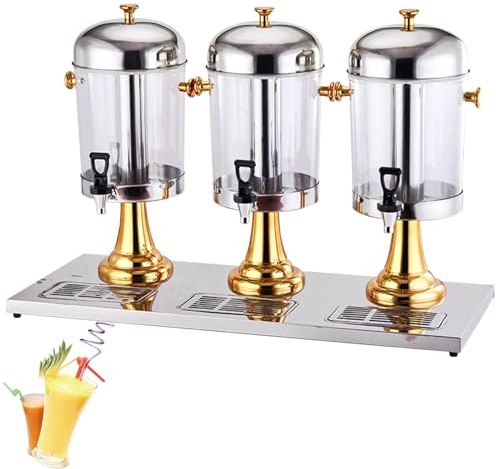ELIKBH Dispensador de Agua Dispensador de Bebidas Depósito 8L / 16L / 24L Máquina de Jugo de Frutas Bebida Fría Dispensador de Bebidas con Grifo para Buffet(Color:Gold,Size:24L)