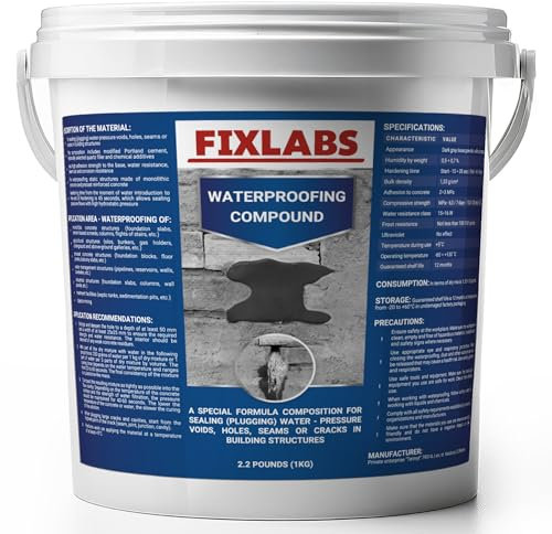 Rapid setting waterproof cement compound for active water leak repair. Underwater high flow pressure sealant plug. 45 Sec setting mortar suitable for: Concrete, Basement, Building Foundations, Tanks