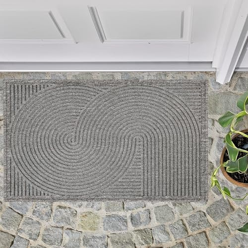 Wetterfeste Fussmatte robust außen rutschfest - Grau 60x90 cm (Rechteckig) | Große Schmutzfangmatte wetterfest Outdoor Türmatte für Eingangsbereich & Balkon Fußmatte strapazierfähig und wasserabweisend