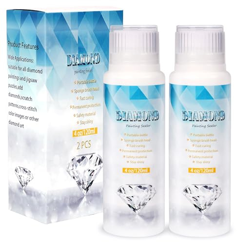 Diamond Painting Sealer 2 Pack 240ML 5D Diamond Painting Glue Sealer Permanent Hold & Shine Effect Diamond Painting Accessories Glue for Diamond Painting, Puzzles and DIY Craft (4 OZ Each Bottle)