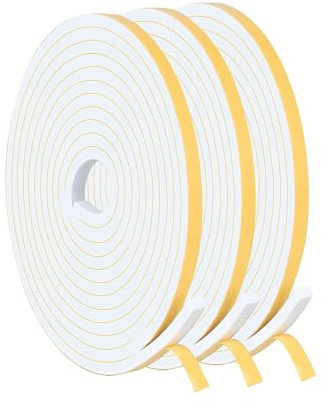 Logei Dichtband Selbstklebend, Gummidichtung Türdichtung Schaumstoff Klebeband Dichtungsband für Türen Fenster Gummi Schaum Siegel Schalldämmung Kollision (6mm(B) x 3mm(D)/15m)