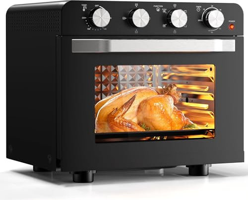 Karinear Freidora de aire caliente XXL de 36 l, minihorno con recirculación, freidora de aire caliente, barbacoa, horno, tostadora, 1800 W, freidora de aire caliente, con control de botones, 100-230 ℃
