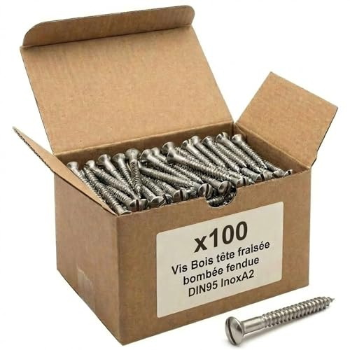 100 Vis Bois tête fraisée bombée fendue DIN95 A2 - diamètre 5,0 mm - Longueur 50 mm mm - Diamètre 5 mm