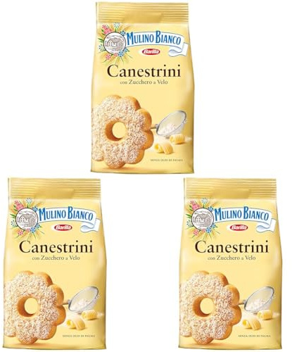 Mulino Bianco Dolcetti Canestrini, Biscotti Frollini con Zucchero a Velo, Burro e Uova Fresche, 200 g (Confezione da 3)