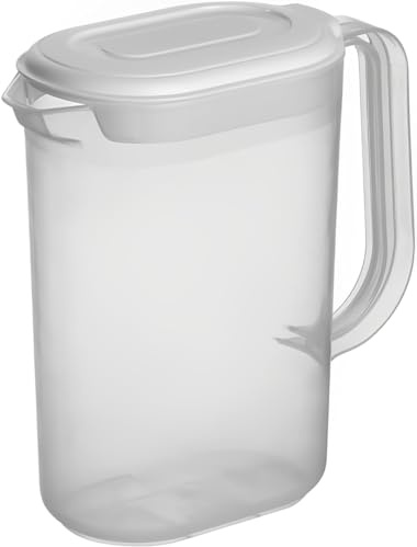 1.5L Fridge Door Jug with Lid & Handle - Transparent Plastic Water Jug for Fridge, Milk, Juice - Space-Saving Spill Proof Fridge Jugs for Parties, Home & Office - AXXTAN