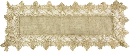 Corredocasa centrino Striscia tovaglia tovaglietta da Tavolo Cucina Soggiorno Comodino di Bellezza con Macrame Pizzo Ricamato ai Lati (Disegno 3 Beige, Striscia 40X140CM)