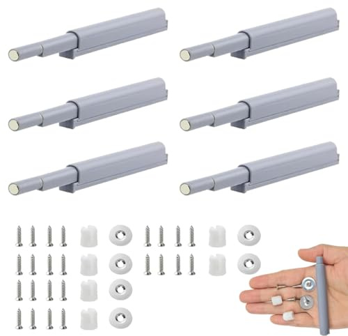 YUVKIN 6 PCS Push to Open per Ante, Apertura a Pressione per Ante di Armadi, Tip On in Plastica con Chiusura Magnetica, Ammortizzatore per Ante di Mobili, Accessori per Ante e Cassetti