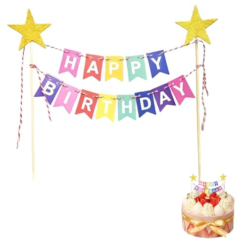 Happy Birthday Tortendeko,Cake Toppers Banner,Alles Gute Zum Geburtstag Kuchen Topper Bunting Set,Regenbogen Kuchen Deko Geburtstag,für Kinder Mädchen Geburtstagsfeier und Cupcake Liefert Dekoration