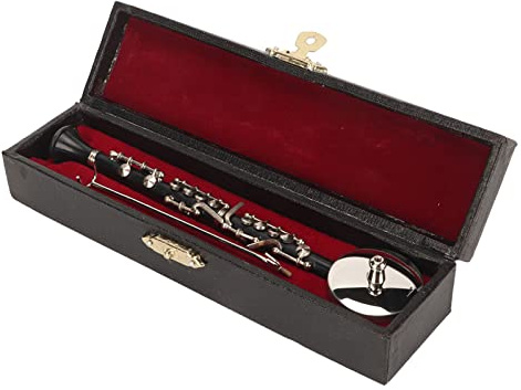 KIMISS Réplique de Clarinette d'instrument de Musique Miniature en Bois avec Support et étui Modèle de Clarinette Miniature Décor de Maison de Poupée - Jouets et Jeux/Poupées et