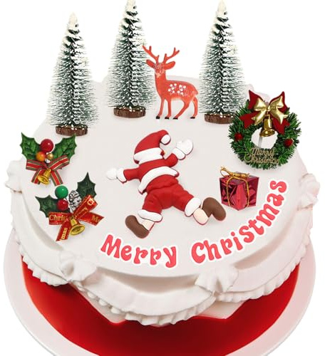 badaren Topper per Cupcake 10 Pezzi Natale Cupcake Decorazione, Decorazioni Natalizie Toppers Decorazioni
