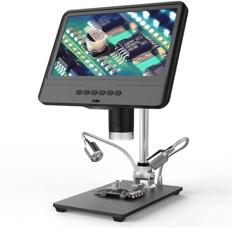 Kit de microscopio electrónico Digital LCD de 8,5 Pulgadas for Adultos, Lupa de Monedas de 5X-1200X con Luces. microscopi portatil