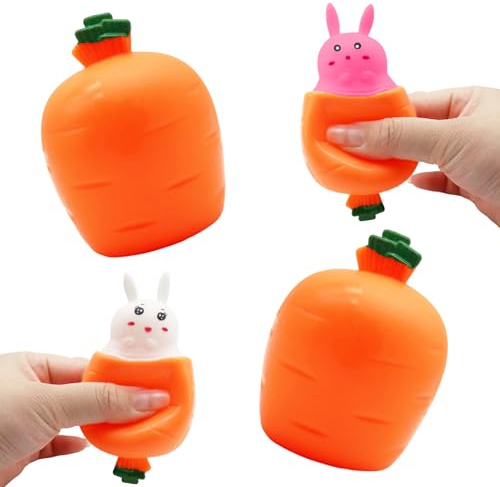 2 Pcs Easter Bunny Squeeze Toys, Funny Novelty Carrot Rabbit Fidget Toys, Stress Relief Squeeze Toy, Presents