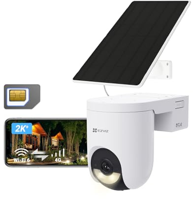 EZVIZ HB8 Lite Kit 4MP 4G LTE & WiFi 6 Trådlös Utomhuskamera med Batteri och SIM-kort, 360° Övervakning med AOV-Läge, Detektering av Människor och Fordon, Färgseende på Natten och Tvåvägsljud