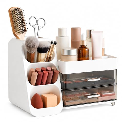 Make Up Organizer mit 2 Schubladen und Fächern für Bad und Schminktisch
