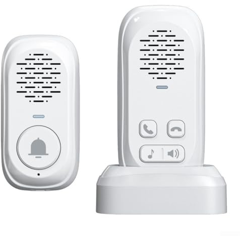Hosrivae Timbre de puerta de intercomunicador inalámbrico, 300M Sistema de intercomunicación de voz bidireccional de largo alcance, dispositivo de comunicación casero impermeable para niños mayores