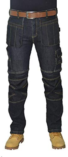 Prime Homme Pantalon de Travail Cargo armée Tactique Jeans (BLUE-006, 34W X 30L)