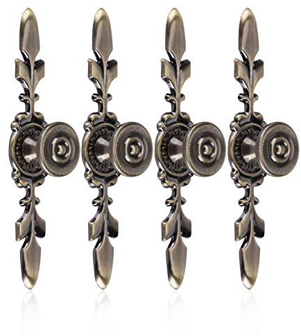 Fdit Türknauf im Vintage-Stil, mit Schraube, 4 Stück - Griff für Möbel, Schubladen, Schränke, Kommoden, Kleiderschrank Green Bronze