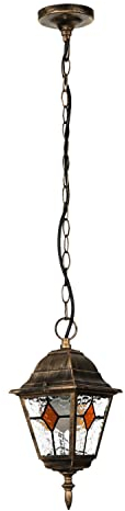 Licht-Erlebnisse Lampada da esterno a sospensione vintage Salzburg in rame antico stile Tiffany E27 lanterna da esterno ideale per cortile balcone giardino