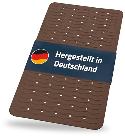 RIDDER – Badewanneneinlage Playa 38x80cm, braun, 100% TPE | Made in Germany Badewannenmatte aus hautfreundlichem TPE. Maschinenfeste Antirutschmatte mit Saugnäpfen & Ablauföffnungen