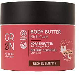 G R N shades of nature [grön] biokosmetik kroppssmör rik vård – ekologiskt sheasmör – för krävande, mogen hud – smälter vid applicering – vegansk – 200 ml