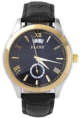 Orologi Da Polso,Orologio Meccanico Automatico Con Orologio Scheletro Calendario, Cassa Nera Quadrante Oro