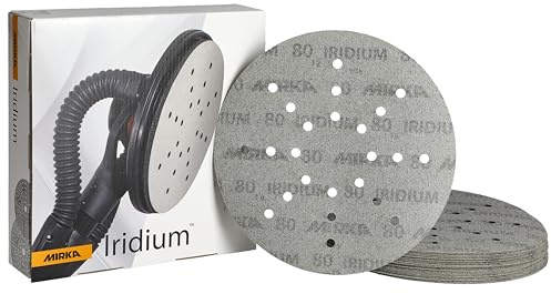 Mirka Schleifscheiben Iridium 225 mm Grip 24 Loch Korn 80 25 Stück | Optimal für Trockenbauschleifer Vielseitig bei Lack Spachtel Grundierung Holz Stahl Mineralwerkstoffe