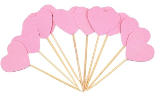 Flairs - Decorazioni per cupcake a forma di New York (mini cuori glitterati rosa, confezione da 10 topper per cupcake)