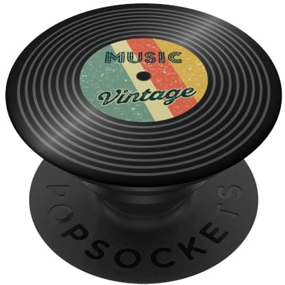 PopSockets Musique de disque vinyle vintage PopSockets PopGrip - Support et Grip pour Smartphone/Tablette avec un Top Interchangeable
