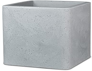 Scheurich Alea 30, Pflanzgefäß/Blumentopf/Pflanzkübel, quadratisch, Farbe: Stony Grey, hergestellt mit recyceltem Kunststoff, 10 Jahre Garantie, für den Außenbereich